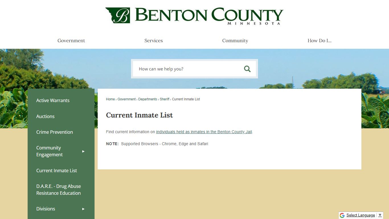 Current Inmate List | Benton County, MN